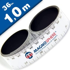 Magnetic Ruler Measuring Tape Tool for 36 Inches 100 cm 1m in WHITE - Flexible magnetic measuring tape - measures beams, doors and metal panels quickly and accurately