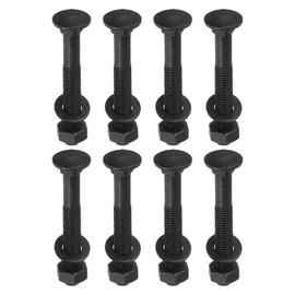 uxcell M10 x 70mm Carriage Bolt Kit, 12 Set Round Head Square Neck Screws, Carriage Bolts Screws Set Includes Washers and Nuts - Carbon Steel Black Oxide for Fastening Accessories