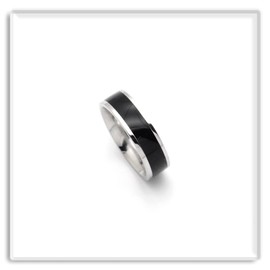 Xusamss Fashion Stainless Steel Epoxy Band Ring(Black White(9))