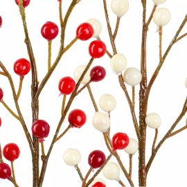 Factory Direct Craft Package of 36 Weatherproof Artificial Outdoor Red and Cream Berry 18" Stems