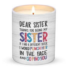 Sister Gifts from Sister, Christmas Gifts for Sister, Sister Birthday Gifts from Sister - Best Friend Giftss for Women - Birthday Gifts for Sister, Best Friend, BFF, Bestie, Soul Sister Candle 10Oz