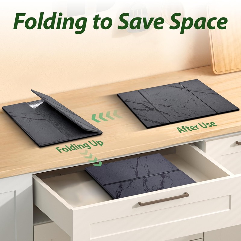 Large Stone Drying Mat for Kitchen Counter, 24"x16" Collapsible Quick