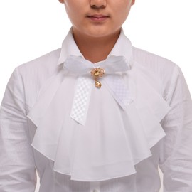 BLESSUME Women Victorian Chiffon Jabot Neck Collar 1 piece (White)(Size: One Size)