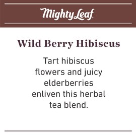 Mighty Leaf Wild Berry Hibiscus Herbal Tea Bags, Caffeine-Free, Elderberry, Blueberry, and Strawberry Flavors, 90 Count (6 Boxes of 15 Bags)