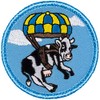 Parachuting Cow Patrol Patch - 2" Diameter Round Embroidered Patch