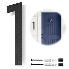 Ukontagood 12 Inch Modern Floating House Numbers for Outside, Stainless Steel Large Metal House Numbers for Outdoors, Black Home Address Numbers Metal Mailbox Numbers