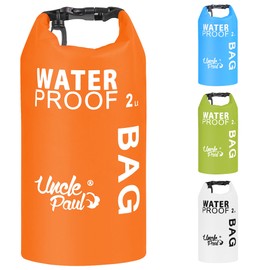 Uncle Paul Boat Dry Bags - Belongings Protection Waterproof Bag for Outdoor Drifting Boating Kayaking Fishing Rafting Swimming Camping Canoeing Surfing Mandarin Orange 2 Literes(0.4 UK gal)