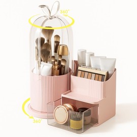 Makeup Brush Holder Organizer with Lid Makeup Brushes Organizer for Vanity Desktop Bathroom Countertop Cosmetic Display Cases