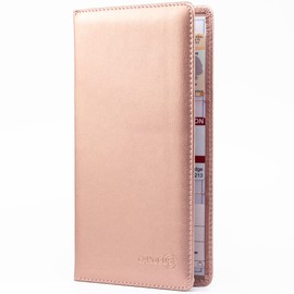CANOPUS Car Registration and Insurance Holder, PU Leather Card Holder, Vehicle Glove Box Organizer for Auto, SUV, Truck, Rose Gold