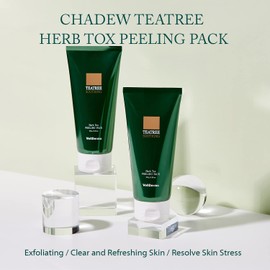 WELLDERMA Chadew Tea Tree Herb Tox Peeling Pack 5.07oz. - Pore Purifying and Exfoliating Wash off Mask with Green Tea and Hyaluronic Acid, For Dead Skin Cell Removal, Oil Control and Refreshing