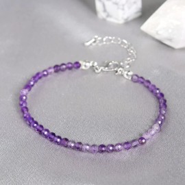 Unbranded Natural Amethyst Gemstone Beads Healing Calming Dainty Women Crystal Bracelet