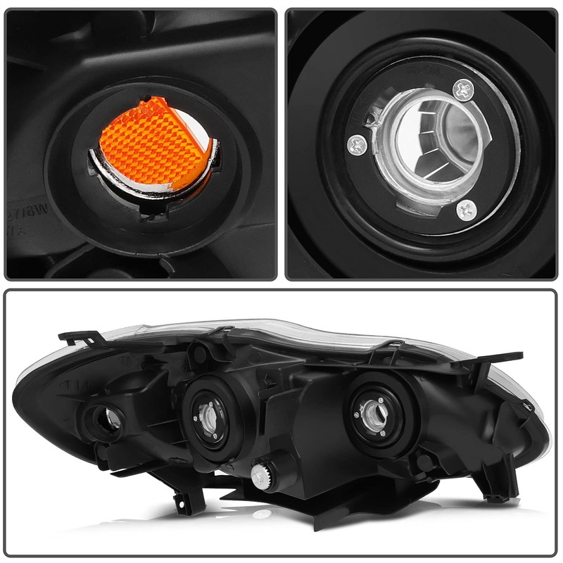 ECCPP Headlight Assembly Pair For Toyota Corolla 2003-2008 Chrome Housing