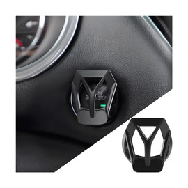 Mandark Car Engine Start Stop Button Cover, Zinc Alloy Vehicle Power Control Trim, Automotive Interior Push to Start Button Key Ignition Protective Sticker Accessories, Universal Fit (Black)
