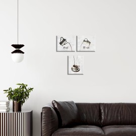 Decoración de pared con estampado de café enmarcado, arte clásico de café café para estudio, oficina, decoración de pared de cocina, juego de 3-8 x 10 pulgadas