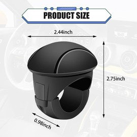 leediga Pack-1 Car Steering Wheel Booster, Anti-slip Silicone Handle Steering Wheel Spinner, 360° Rotation One-hand Steering Assist Driving Ball, Universal Interior Portable Accessory for Car (Black)