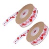 2pcs Red Ribbon 1.5cm/0.6in Wide Heart Pattern Packaging Ribbons DIY