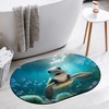 YNXTYB Oval Bath Mat Turtle Smiling Under The Sea Diatomaceous