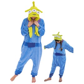 GONAAP Unisex Adult Alien Onesie Pajamas Animal One Piece Costume Cosplay Sleepwear (Alien, Large)