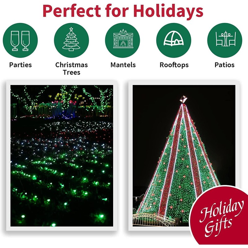 LAMPHOME 66ft St Patrick's Day Decorations String Lights,200 LED Green