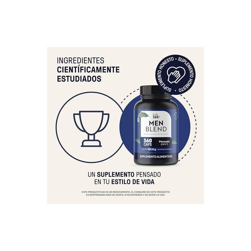 LIFE 360+ Men Blend Multivitaminico para Hombre | 360 cápsulas