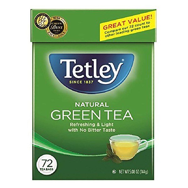 Tetley Green Tea, 72 Tea Bags (Pack of 6) (Packaging may vary)