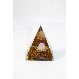 Tiger Eye Orgone Pyramid | Flower of Life Balance Reiki Healing Meditation Orgonite Pyramid | Paper Weight | Positive Energy Generator | EMF Protection