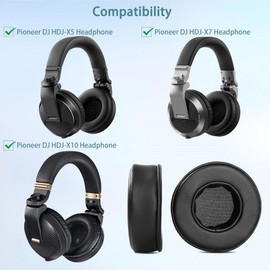 HDJ-X7 Earpads, HAIZEEN Ear Pads Compatible with Pioneer DJ HDJ-X5 HDJ-X7 HDJ-X10 Headphones Ear Pads Replacement Cushion (Protein Skin/Memory Foam)