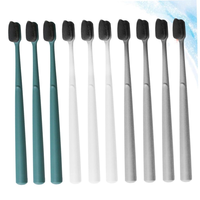 LALAFINA 10pcs Nylon Toothbrushes Soft Bristle Teeth Cleaning Portable Single