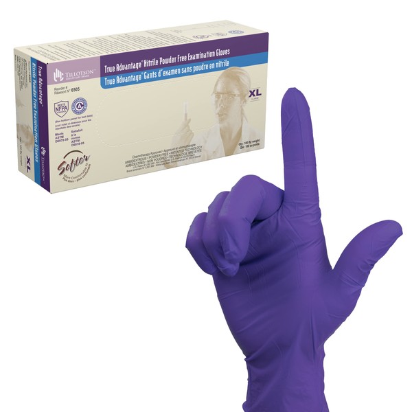 Dynarex True Advantage Nitrile Exam Gloves, Chemo Approved, Powder-Free & Latex-Free, Comfortable Fit with Best Protection, Purple, 1 Box of 100 Gloves (X-Large)