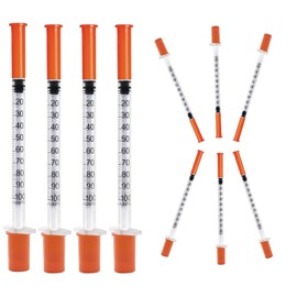 10Pcs 1ml Syringe 30G*8mm Plastic Syringes with Cap for Labs Pets Feeding Small Syringe for Oil or Glue ,Individually Sealed Packaging