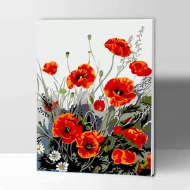 Adult Paint by Number Kits on Canvas, DIY Paint by Number for Adults Beginner with Frame, Great Gift and Wall Home Decor, Dancing Flower 12x16inch