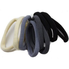 Mototrendz® Stretchy Hair Ties Jersey Fabric Hair Bands Elastic Hair Bobbles Stretch Soft Ponio Girls Women Sports Gym Yoga Ponytail Holders Hairbands for Thick Hair (Assorted Grey Mix)