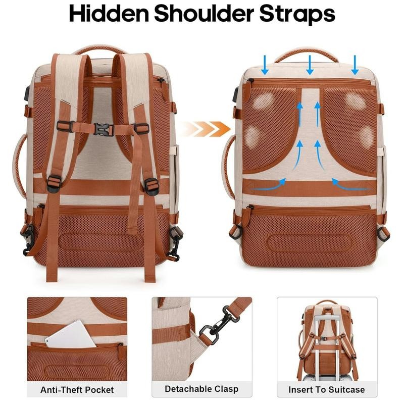 Bagsure 42L Travel Backpack, Hidden Straps, 3 Packing Cubes, Laptop