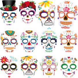 Day of The Dead Masks Dia De Los Muertos Skull Face Masks Skeleton Halloween Face Masks Black and Bone Mexican for Boy Girls