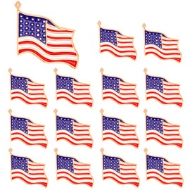 SANNIX 15Pcs American Flag Pins, USA Flag Lapel Pins Enamel Patriotic Badge Pins Waving Flag Brooch Pin for Independence Veteran Memorial Day 4th of July Accessories