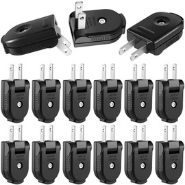 Flutesan 15 Pcs Extension Cord Replacement Plug 2 Prong 250V 10A Rotatable Electric Male Lamp Plugs for Small Appliances Strips DIY Craft Projects (Black)