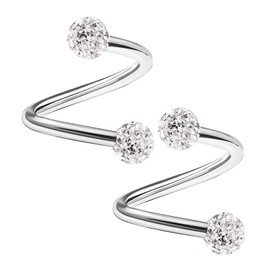 KJM Fashion Cartilage Earrings Surgical Steel Twister 1.2 mm 16 g Pack of 2, Metal