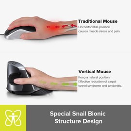 DeLUX Ergonomic Mouse Wireless, Rechargable Vertical Mouse, Bluetooth/2.4G Dual Mode, Slient Click, Removable Wrist Rest, 800/1200/1600DPI, 6 Buttons, for Laptop/PC/Mac (618G DB)