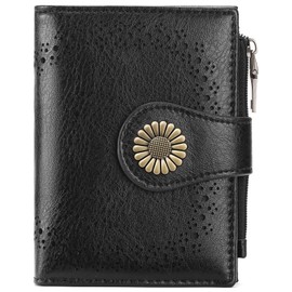SENDEFN Small Wallets for Women Bifold RFID Blocking Leather Card Holder Compact Wallet with Zipper Coin Pocket