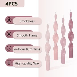 Spiral Taper Candle Pink Candlestick - 10 INCH Cute Candle Stick Unscented Twisted Candlesticks Long Tapered Candles for Home Décor Dinner Weddings Festive