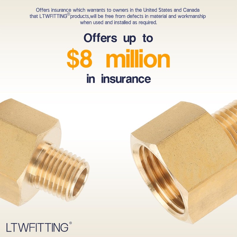LTWFITTING Brass Pipe 1/2" Female x 1/4" Male NPT Adapter