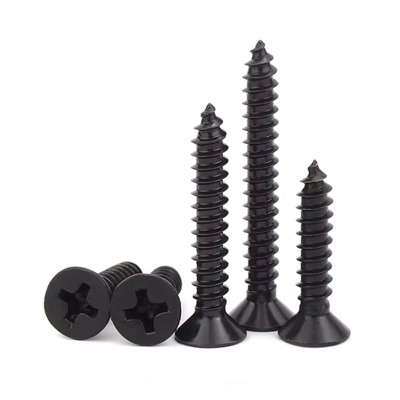 #10 X 1 Black Flat Head Sheet Metal Screws Phillips