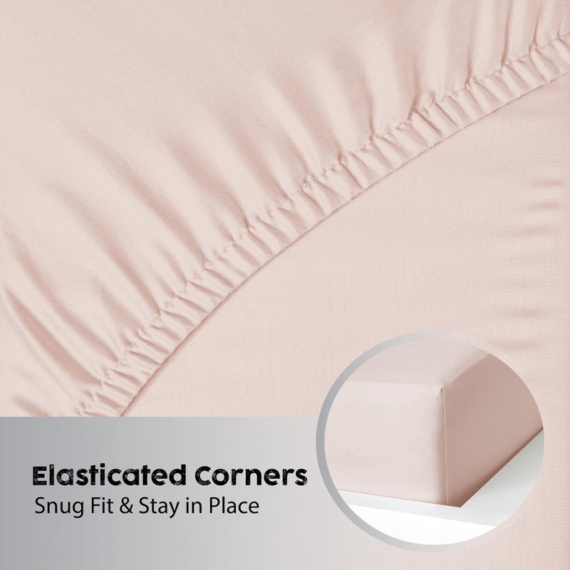 Ev Dekor King Size Fitted Sheet Blush,Pink - Deep Pocket