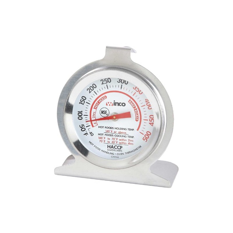 Winco 2-Inch Dial Oven Thermometer with Hook and Panel Base