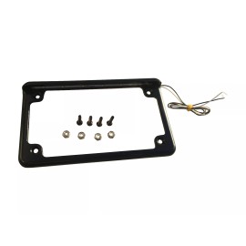 WD Electronics Horizontal Mount LED Light Motorcycle License Plate Frame Black Mount Holder
