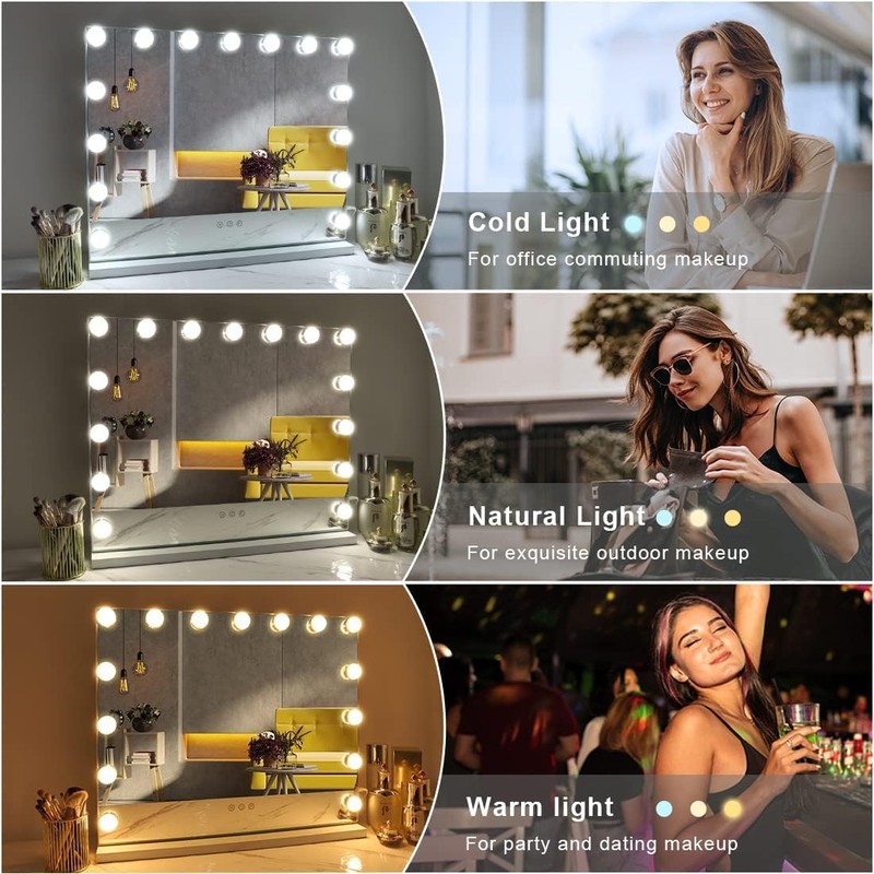 FENCHILIN Vanity Mirror with Lights, Hollywood Lighted Makeup Mirror with