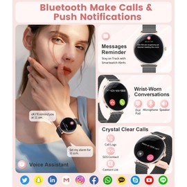 SUNKTA Smart Watch Women 6.8mm Ultra Thin Round 1.43" AMOLED for Android iOS Ladies Smartwatch Black with Bluetooth Phone Calls,Pedometer/Calories/Heart Rate/Sleep/SpO2 Monitor,100+ Sports Modes
