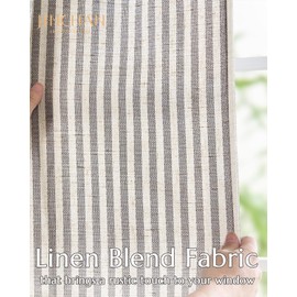 jinchan Linen Curtains Farmhouse Ticking Stripe Window Curtains 96 Inch Length Pinstripe for Living Room Bedroom Light Filtering Rustic Modern Drapes Back Tab 2 Panels Black on Flax