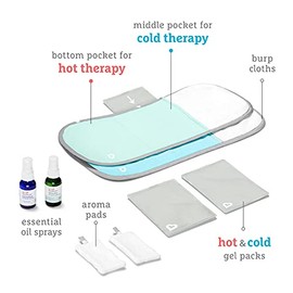 Munchkin® Theraburpee con aceites esenciales: kit de rescate de cólicos y fiebre + con paños para eructos de terapia caliente y fría y aromaterapia
