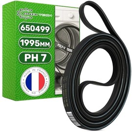ONIX TECH V-belt dryer Poly-V 1995 mm PH7 with original code 00650499 650499 for Bosch for Balay 9000431719 for Hutchinson - Made in France - 5 year guarantee